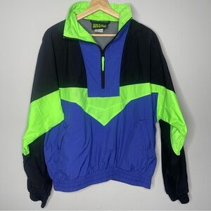 Men’s Vintage Dual Control Neon color block skate 90’s windbreaker‎ pullover med